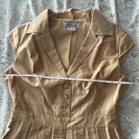 Vintage Kay Unger Gold Silk Dress - Picture 9 of 11